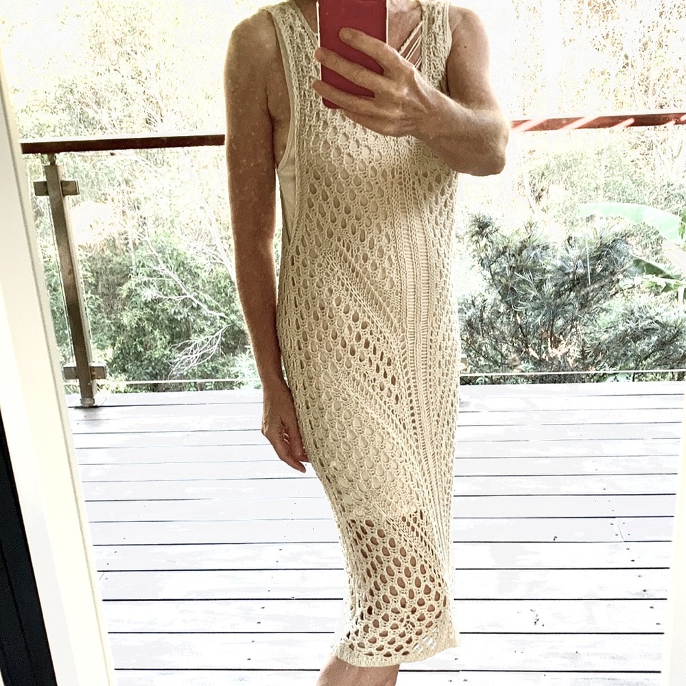 Vintage ICE crochet dress 70’s style SIZE M 🌸Fully lined - Picture 3 of 9